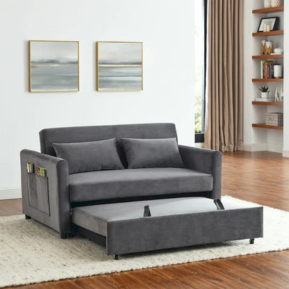 Convertible Sofa Bed, 3-In-1 Versatile Velvet Double Sofa With Pullout Bed