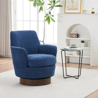 Polyester Swivel Barrel Chair with Stainless Steel Base