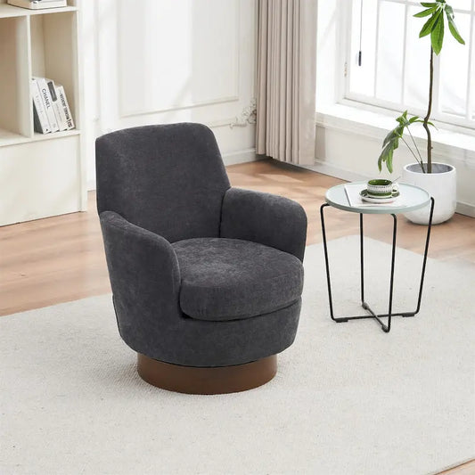 Polyester Swivel Barrel Chair with Stainless Steel Base