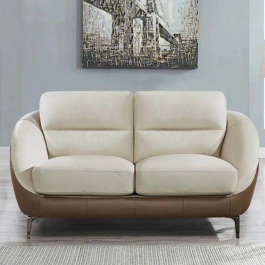 Hydeline Makena Top Grain Leather Loveseat with Feather Memory Foam and Springs