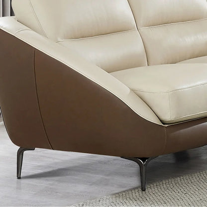 Hydeline Makena Top Grain Leather Loveseat with Feather Memory Foam and Springs