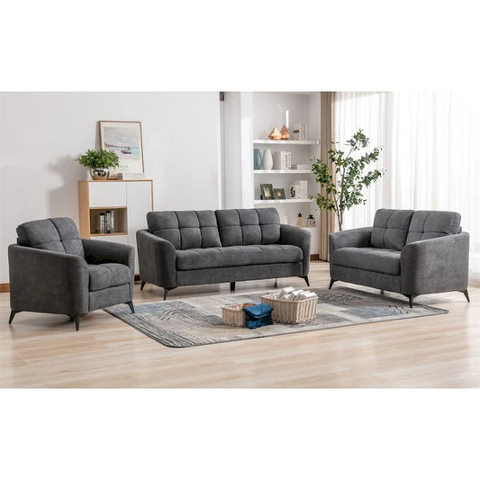 Velvet Fabric Sofa Loveseat Chair Living Room Set