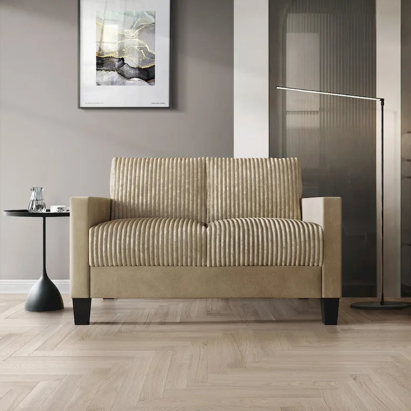 CraftPorch Corduroy Mid-Century Modern Velvet Upholstered Loveseat