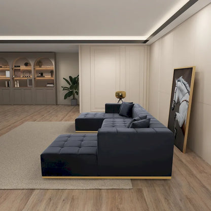 Bliss 3-Piece Velvet U-Shaped Corner Sectional Sofa