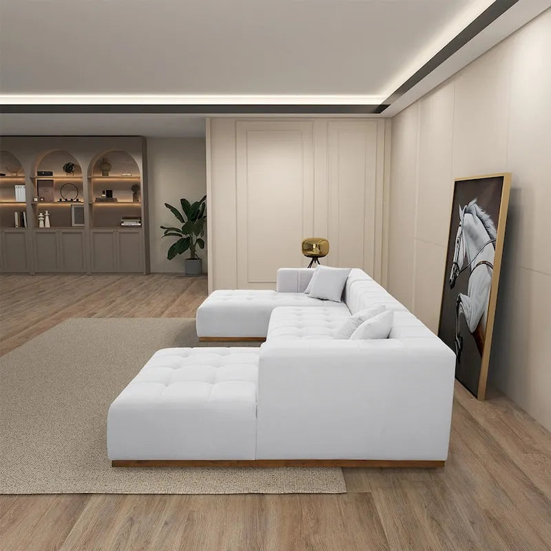 Bliss 3-Piece Velvet U-Shaped Corner Sectional Sofa