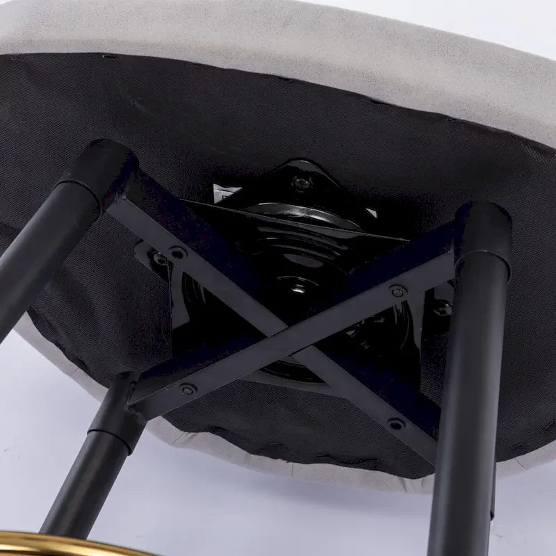 Counter Height Modern Leathaire Fabric Bar Chairs with Swivel and Tufted Gold Nailhead Trim Set of 2