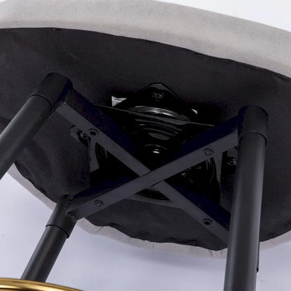 Counter Height Modern Leathaire Fabric Bar Chairs with Swivel and Tufted Gold Nailhead Trim Set of 2