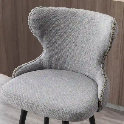 Counter Height Modern Leathaire Fabric Bar Chairs with Swivel and Tufted Gold Nailhead Trim Set of 2