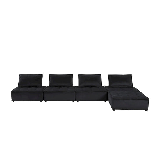 Velvet 5-Person Combination Sofa with Ottoman