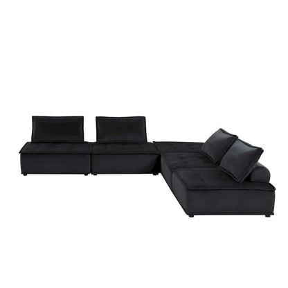Velvet 5-Person Combination Sofa with Ottoman