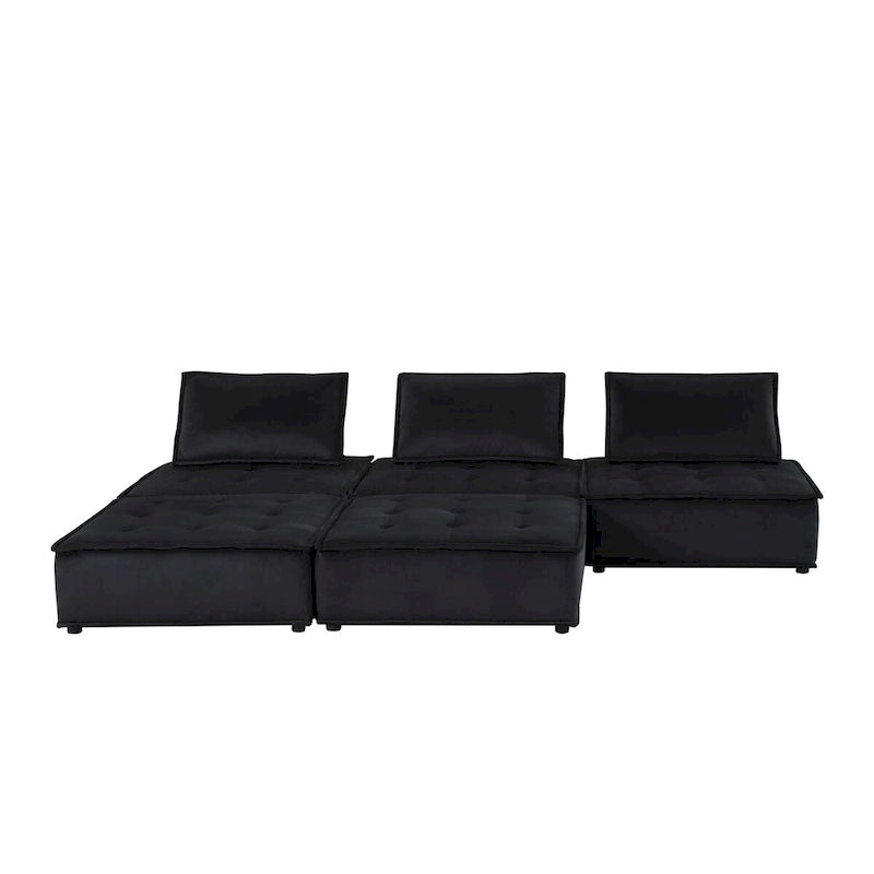 Velvet 5-Person Combination Sofa with Ottoman