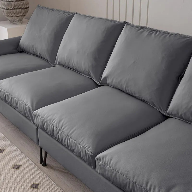 Modern L-Shaped Sofa Couch With Convertible Ottoman