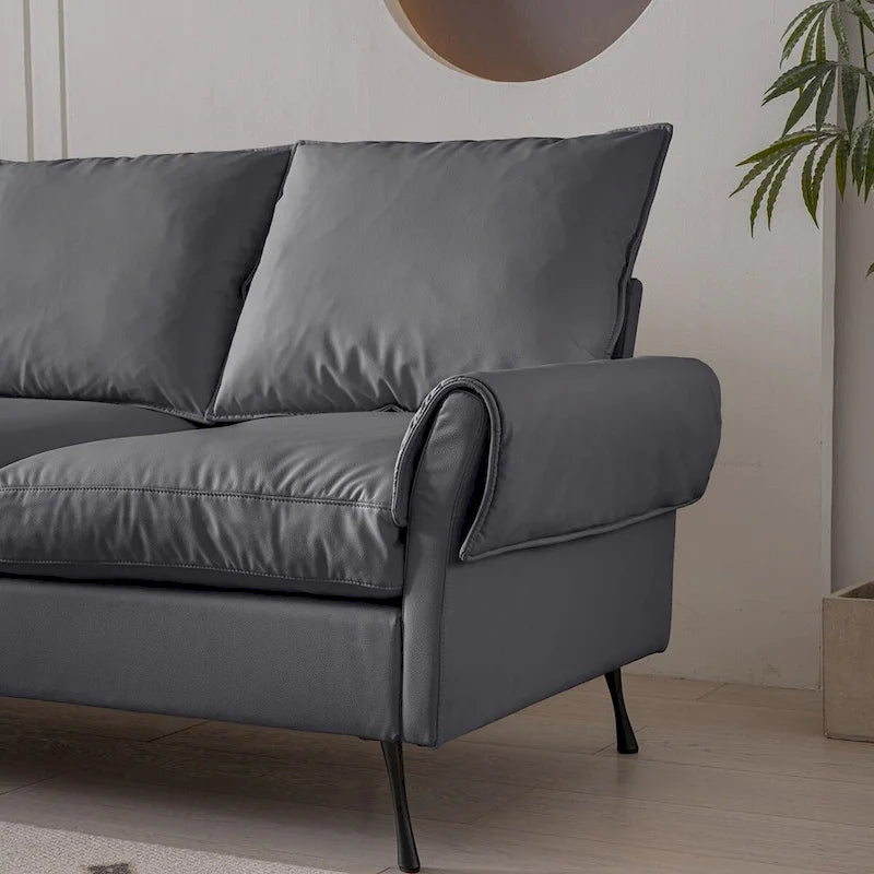 Modern L-Shaped Sofa Couch With Convertible Ottoman