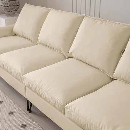 Modern L-Shaped Sofa Couch With Convertible Ottoman