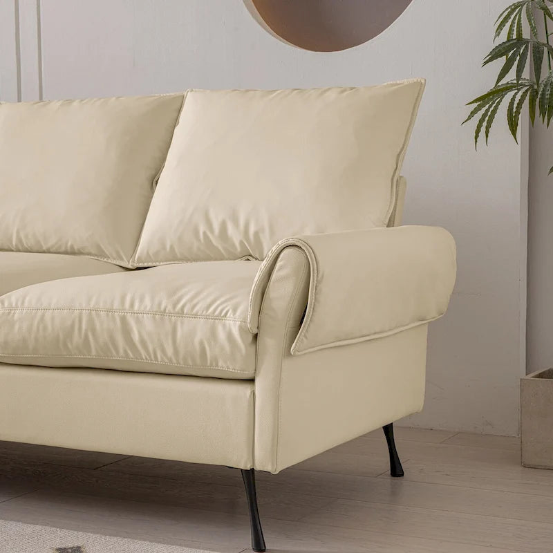 Modern L-Shaped Sofa Couch With Convertible Ottoman
