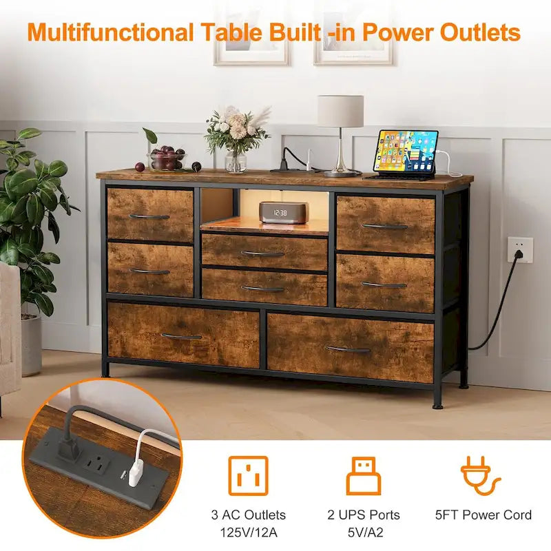 Dresser TV Stand with Power Outlet & Led for 55 TV - 55 inches