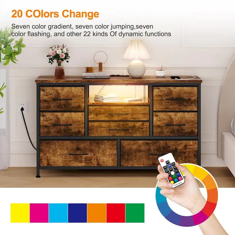 Dresser TV Stand with Power Outlet & Led for 55 TV - 55 inches