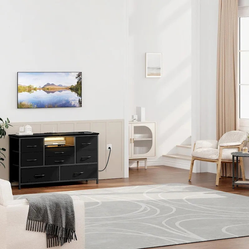 Dresser TV Stand with Power Outlet & Led for 55 TV - 55 inches