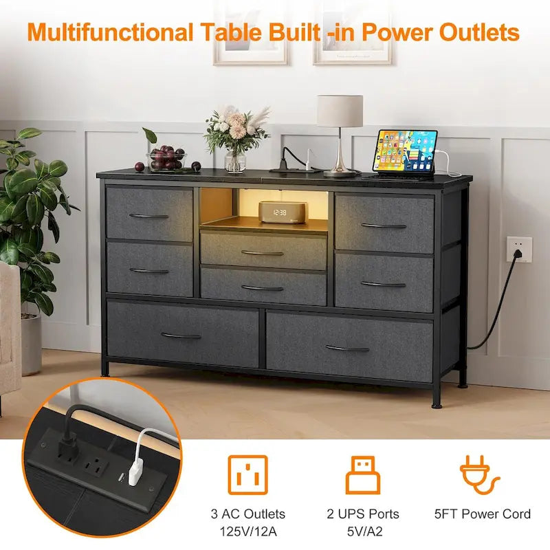 Dresser TV Stand with Power Outlet & Led for 55 TV - 55 inches