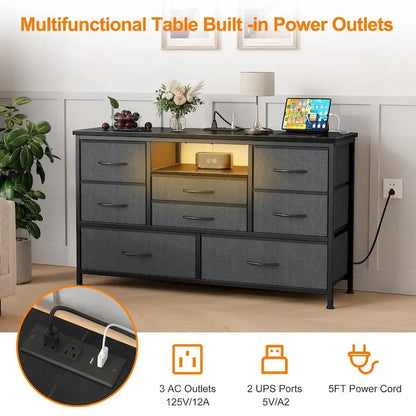 Dresser TV Stand with Power Outlet & Led for 55 TV - 55 inches