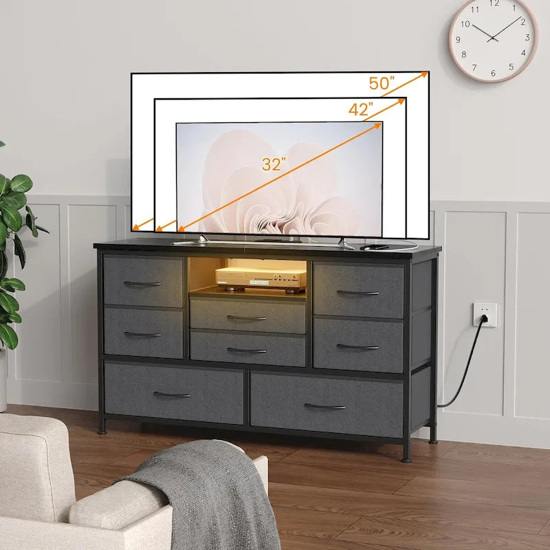 Dresser TV Stand with Power Outlet & Led for 55 TV - 55 inches