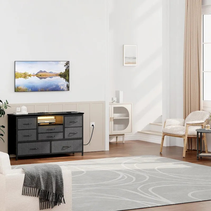 Dresser TV Stand with Power Outlet & Led for 55 TV - 55 inches