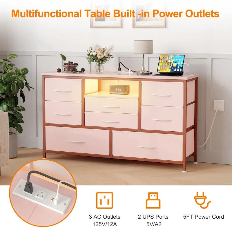 Dresser TV Stand with Power Outlet & Led for 55 TV - 55 inches