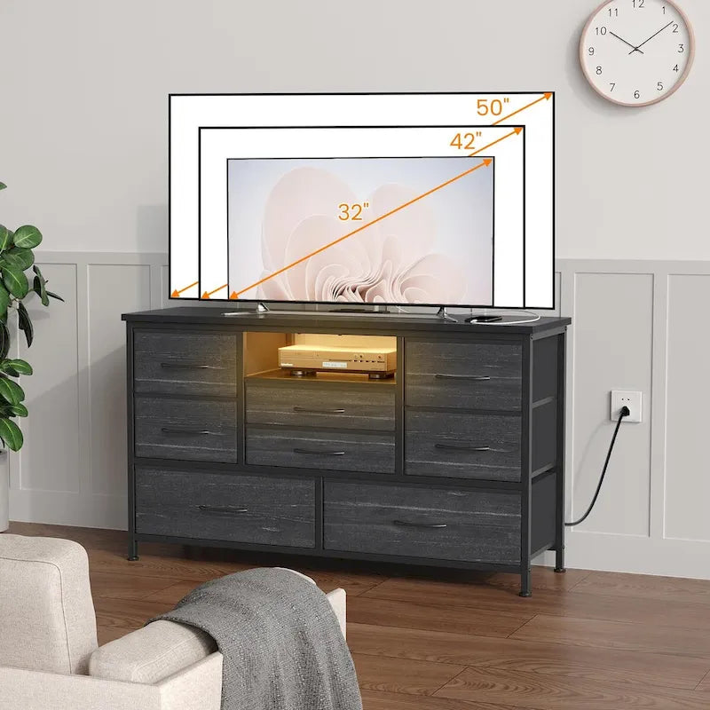 Dresser TV Stand with Power Outlet & Led for 55 TV - 55 inches
