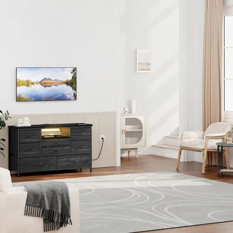 Dresser TV Stand with Power Outlet & Led for 55 TV - 55 inches