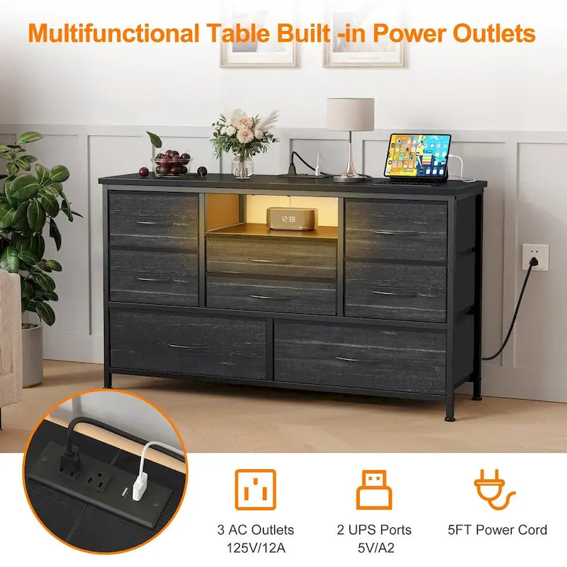Dresser TV Stand with Power Outlet & Led for 55 TV - 55 inches