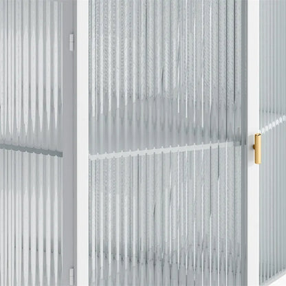 22.25 Floor Coner Cabinet with Tempered Glass Door & Storage Shelves