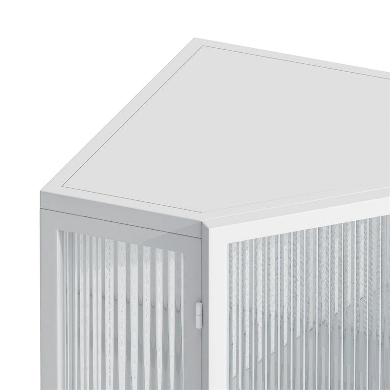 22.25 Floor Coner Cabinet with Tempered Glass Door & Storage Shelves