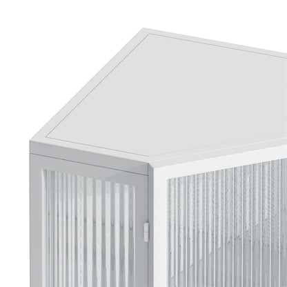 22.25 Floor Coner Cabinet with Tempered Glass Door & Storage Shelves