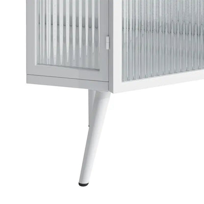 22.25 Floor Coner Cabinet with Tempered Glass Door & Storage Shelves