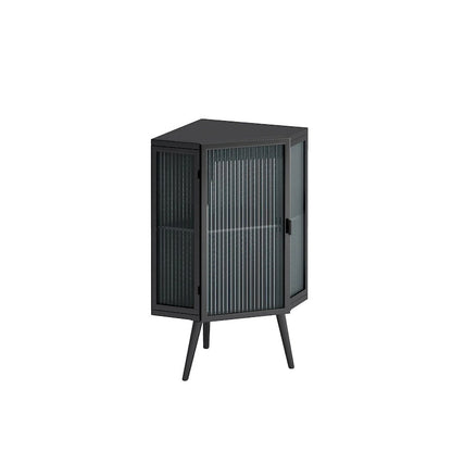 22.25 Floor Coner Cabinet with Tempered Glass Door & Storage Shelves