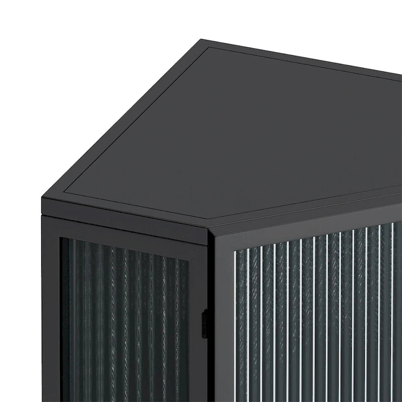 22.25 Floor Coner Cabinet with Tempered Glass Door & Storage Shelves