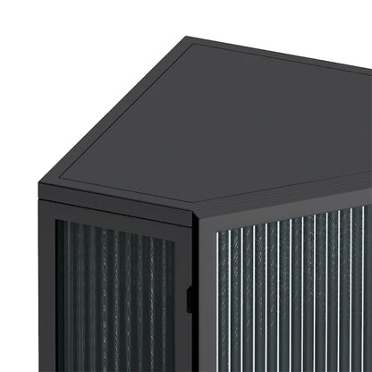 22.25 Floor Coner Cabinet with Tempered Glass Door & Storage Shelves