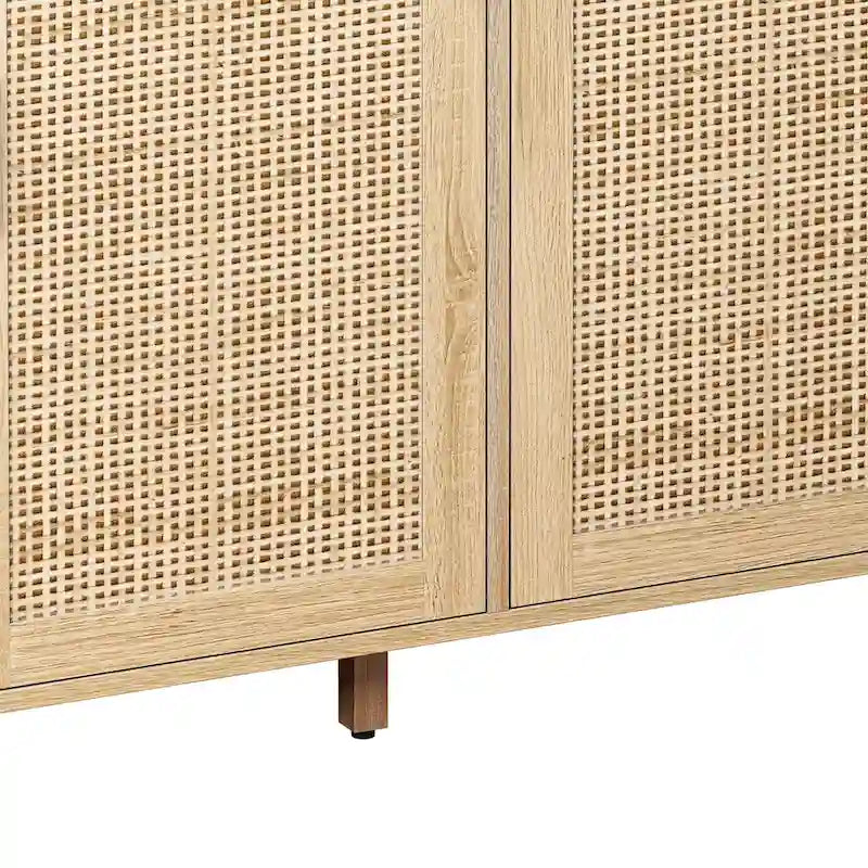 4-door Rattan Decorative Storage Cabinet - 62.2L x 15.75W x 34.25H