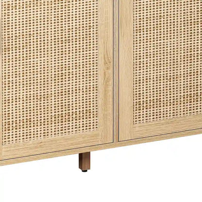 4-door Rattan Decorative Storage Cabinet - 62.2L x 15.75W x 34.25H