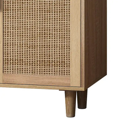 4-door Rattan Decorative Storage Cabinet - 62.2L x 15.75W x 34.25H