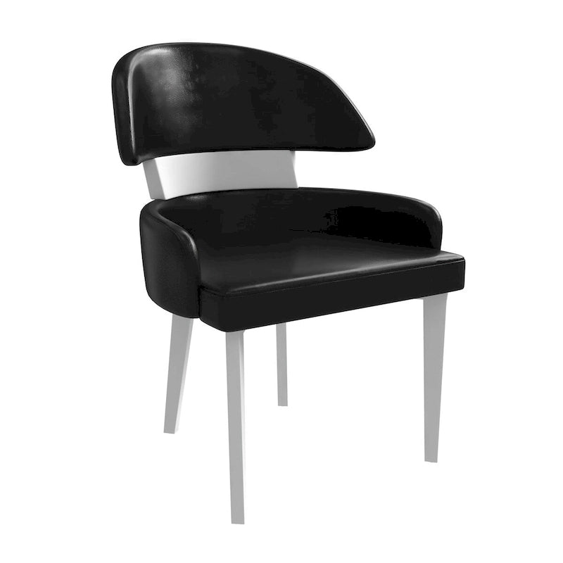 Leather Dining Chair with a Curved Back in Rubberwood Ethos Series by LeisureMod