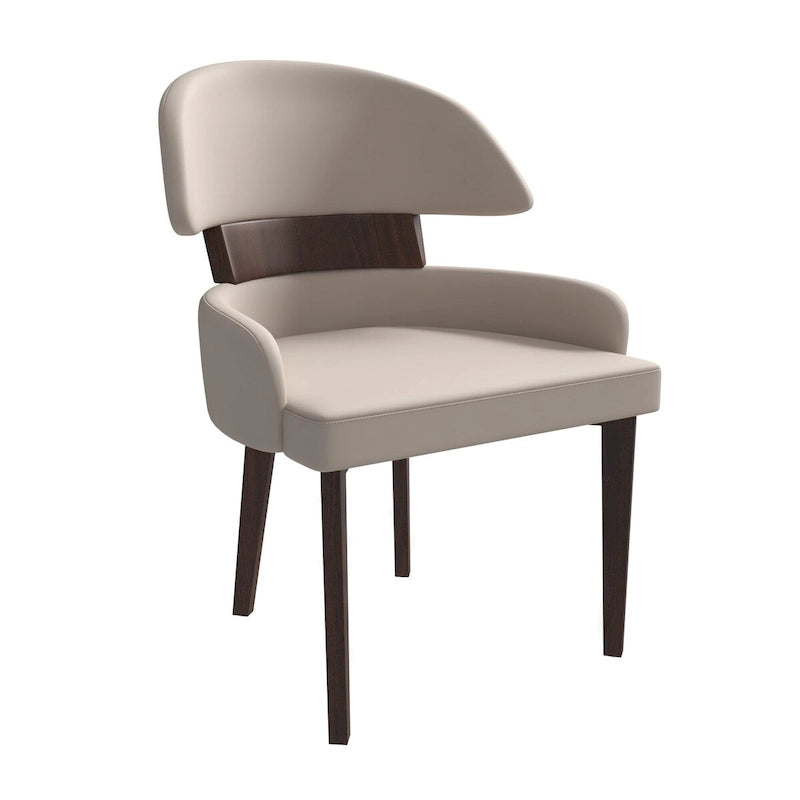 Leather Dining Chair with a Curved Back in Rubberwood Ethos Series by LeisureMod