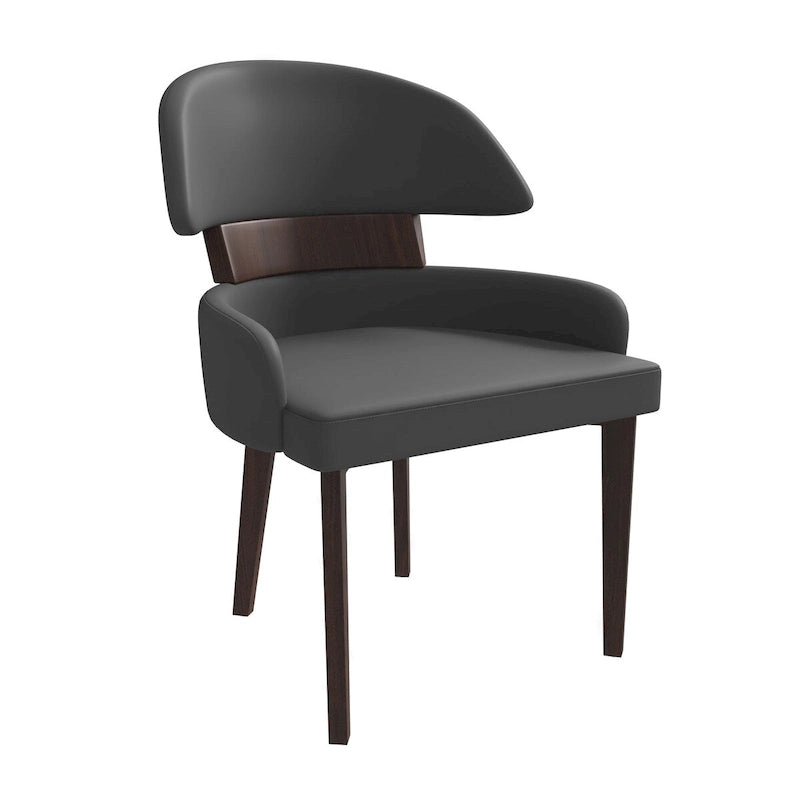 Leather Dining Chair with a Curved Back in Rubberwood Ethos Series by LeisureMod