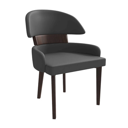 Leather Dining Chair with a Curved Back in Rubberwood Ethos Series by LeisureMod