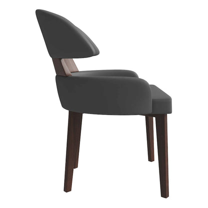 Leather Dining Chair with a Curved Back in Rubberwood Ethos Series by LeisureMod
