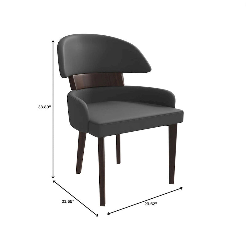 Leather Dining Chair with a Curved Back in Rubberwood Ethos Series by LeisureMod