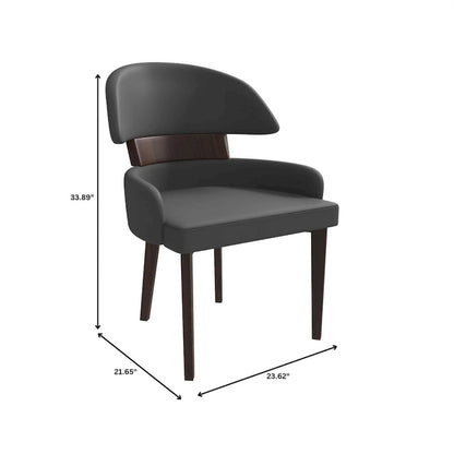 Leather Dining Chair with a Curved Back in Rubberwood Ethos Series by LeisureMod