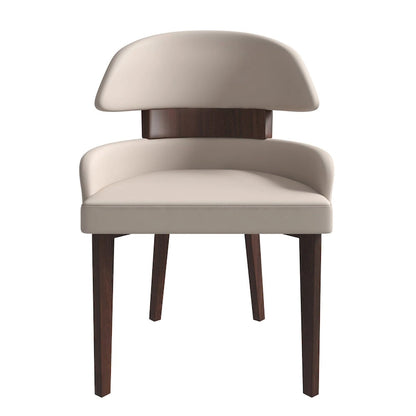 Leather Dining Chair with a Curved Back in Rubberwood Ethos Series by LeisureMod