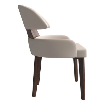 Leather Dining Chair with a Curved Back in Rubberwood Ethos Series by LeisureMod