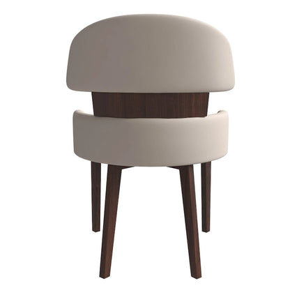 Leather Dining Chair with a Curved Back in Rubberwood Ethos Series by LeisureMod